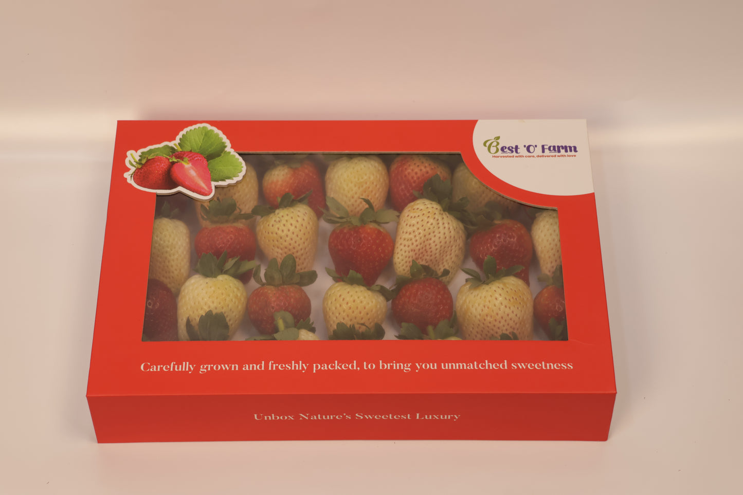 Premium Red & White Strawberry Box | Perfect for gifting & celebration | 1 kg